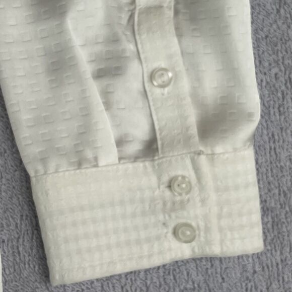 I Heart ❤ Ronson  Button Down Long Sleeve Shirt Women's XL White Textured Preppy - Picture 15 of 16
